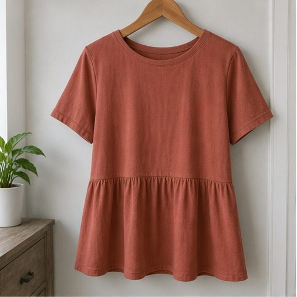 Rust Peplum Top